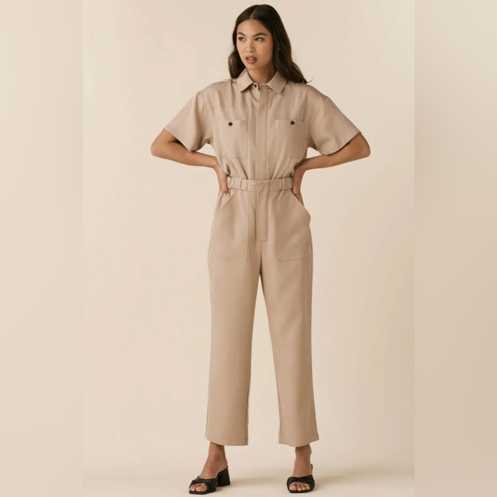 VETTA The Two Piece Utility Jumpsuit - Tan Khaki